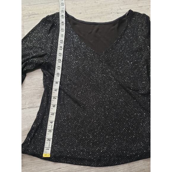 Xscape Black V Neck Flare Long Sleeve Blouse Evening Top - Picture 7 of 9